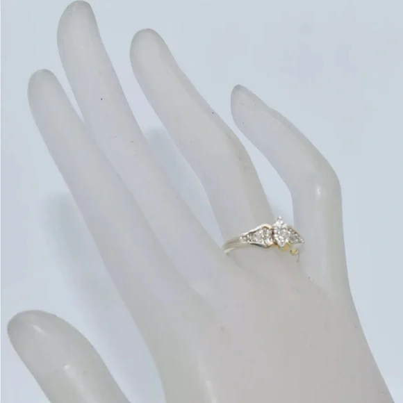 14k Gold - Silver Fill- Engagement Promise Ring - 1/10 CT White Diamond - Size 7 - Picture 2 of 15
